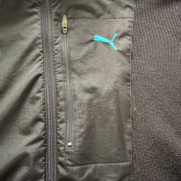 PUMA Black Solid Activewear Men's Sweater Jacket Size Xl X LargeCotton Nylon Rib - Picture 7 of 12